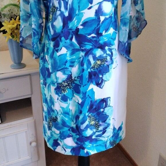NWT Studio One Blue Floral Dress - Picture 4 of 15